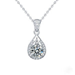S925 Sterling Silver Moissanite Drop Pendant Necklace