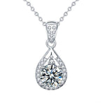 S925 Sterling Silver Moissanite Drop Pendant Necklace
