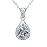 S925 Sterling Silver Moissanite Drop Pendant Necklace