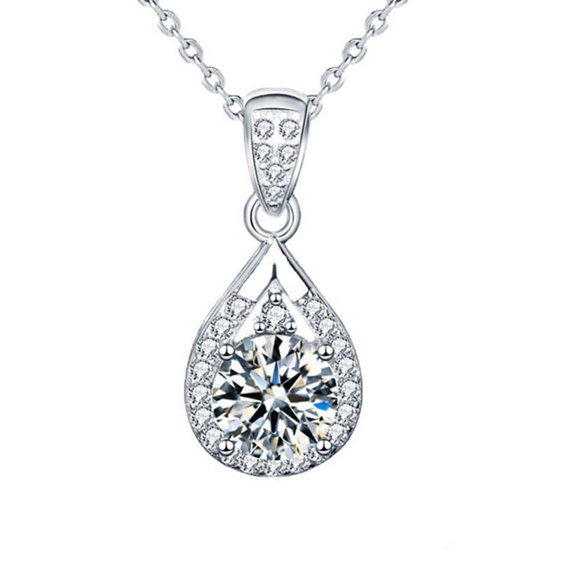 S925 Sterling Silver Moissanite Drop Pendant Necklace