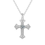 S925 Sterling Silver Moissanite Cross Pendant Necklace