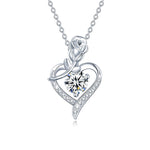 S925 Sterling Silver Heart-shaped Rose Moissanite Necklace