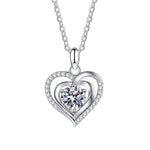 S925 Sterling Silver Moissanite Loving Heart Necklace