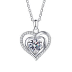 S925 Sterling Silver Moissanite Loving Heart Necklace