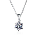 S925 Sterling Silver Moissanite Six Claw Pendant Necklace