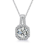 S925 Sterling Silver Moissanite Princess Square Bag Clavicle Pendant Necklace