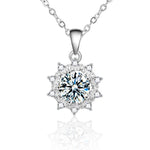 S925 Sterling Silver Moissanite SUNFLOWER Pendant Necklace