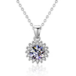 S925 Sterling Silver Moissanite SUNFLOWER Pendant Necklace