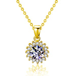 S925 Sterling Silver Moissanite SUNFLOWER Pendant Necklace