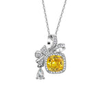 S925 Silver Moissanite Pendant Bow Square Necklace