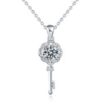 S925 Sterling Silver Moissanite Key Pendant Necklace