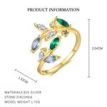 S925 Sterling Silver Open Ring with Colorful Sparkling Zirconia