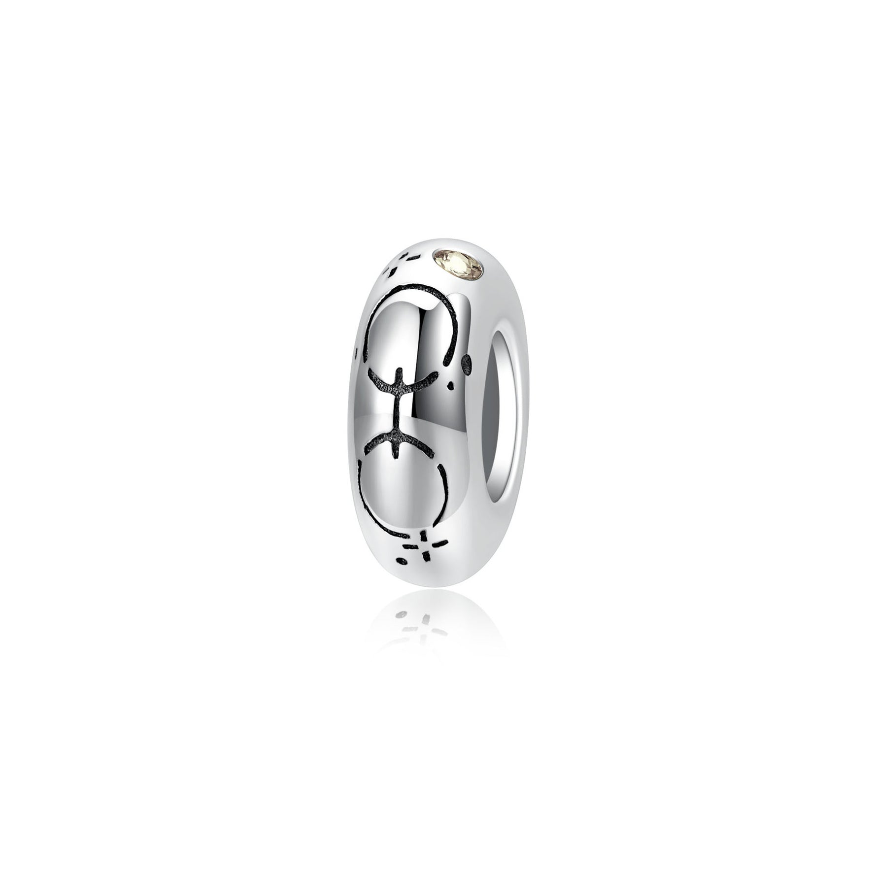 S925 Sterling Silver 12 Constellation Zircon Spacer Beads Pendant