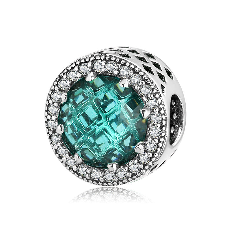 S925 Sterling Silver Beads Classic Color Zircon Snowflake Pendant