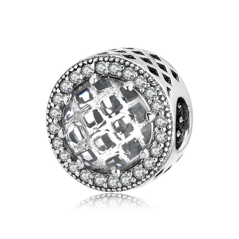 S925 Sterling Silver Beads Classic Color Zircon Snowflake Pendant