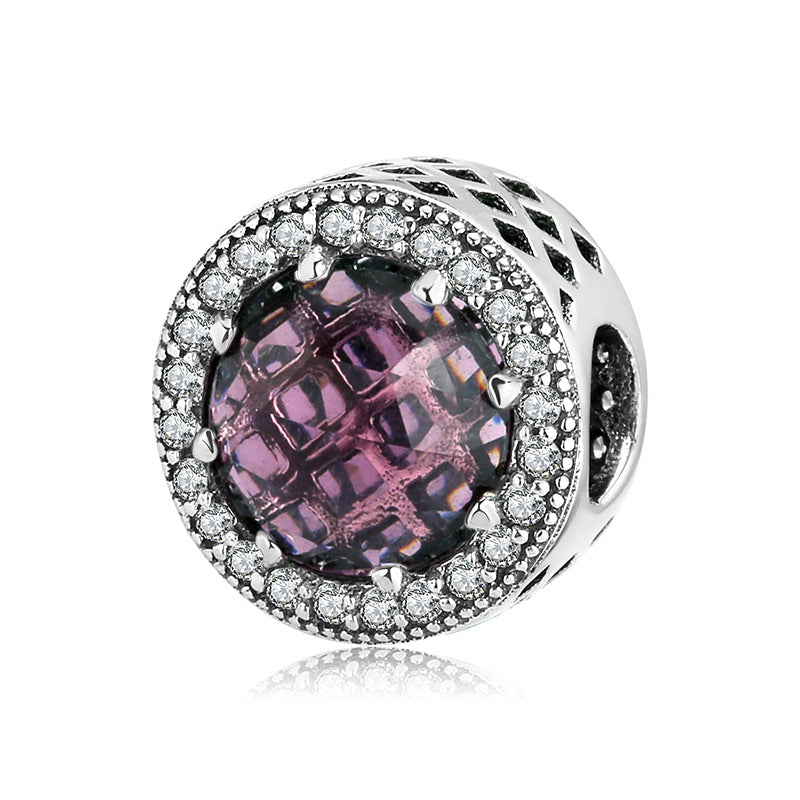 S925 Sterling Silver Beads Classic Color Zircon Snowflake Pendant