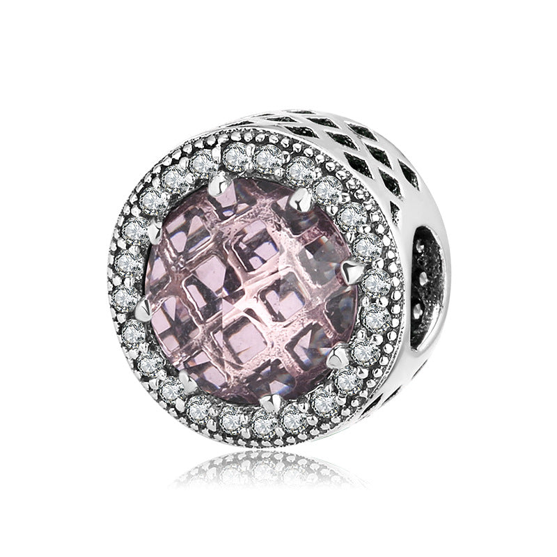 S925 Sterling Silver Beads Classic Color Zircon Snowflake Pendant