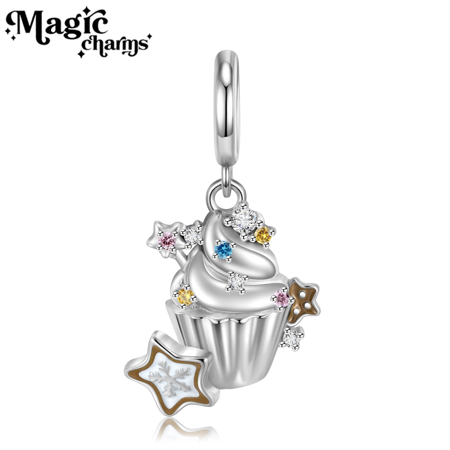 S925 Sterling Silver Ice Cream Cup Star Zircon Pendant