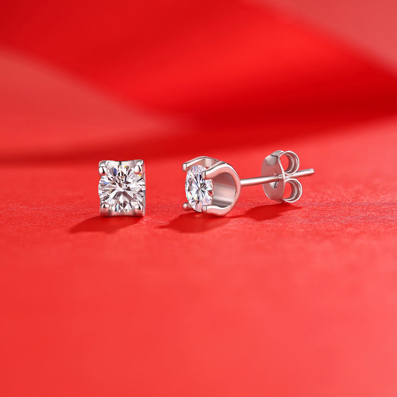 S925 Silver Moissanite "Bull Head" Stud Earrings