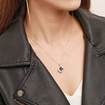 S925 Sterling Silver Zircon and Purple Sand Stone Collarbone Necklace