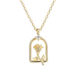 s925 Sterling Silver Zircon Flower Necklace