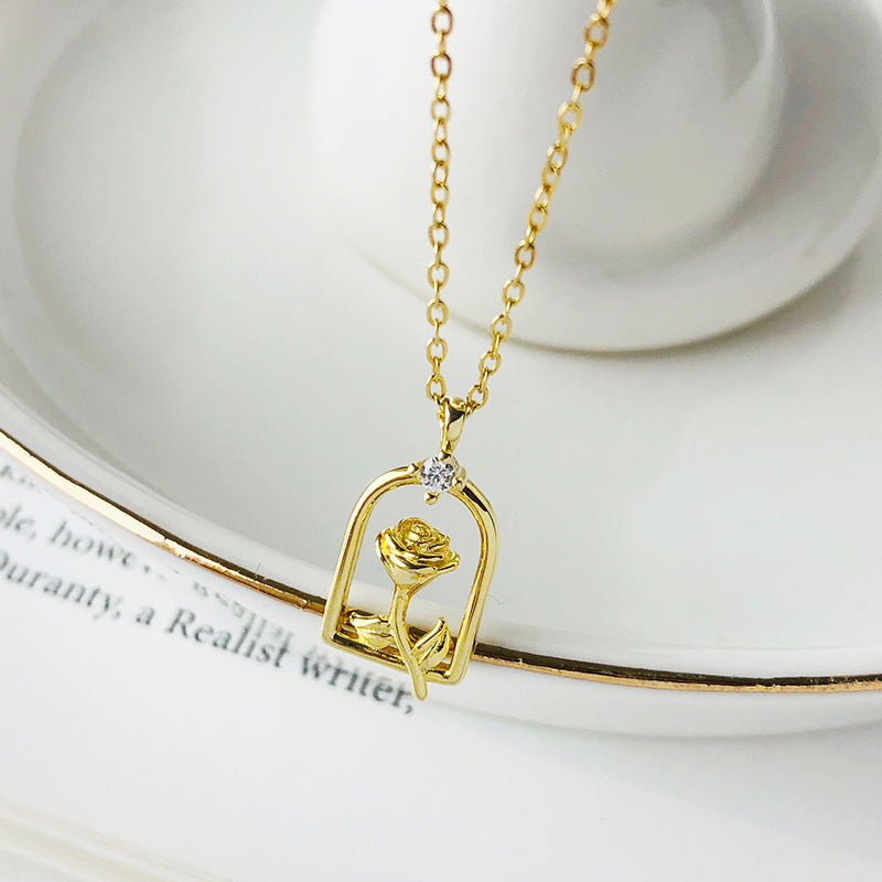 s925 Sterling Silver Zircon Flower Necklace