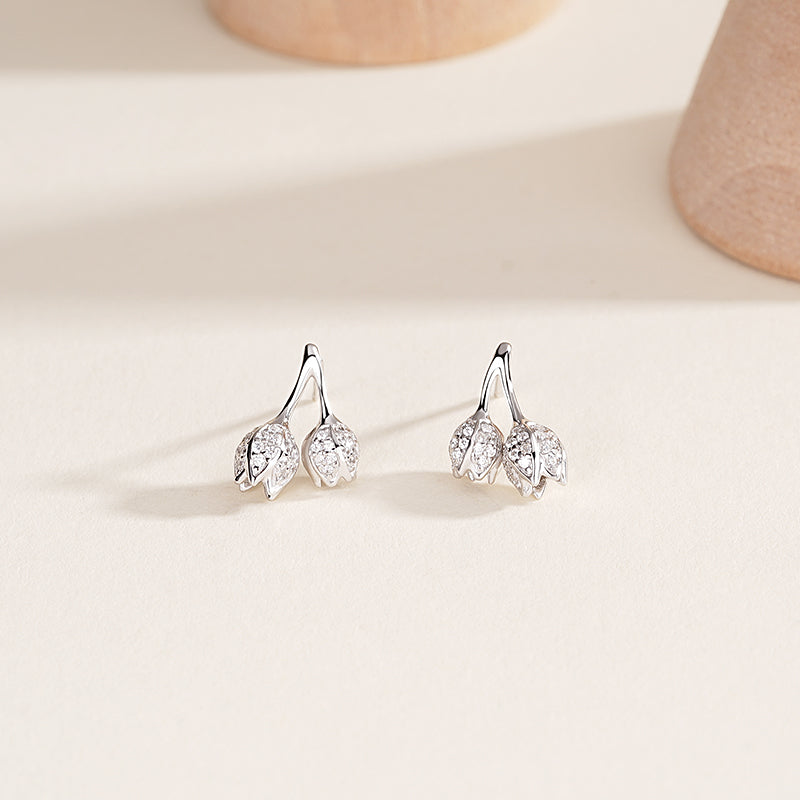 S925 Sterling Silver Minimalist Tulip Stud Earrings