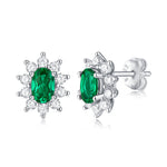 S925 Silver "Canglan" Lab-Grown Emerald and Moissanite Stud Earrings