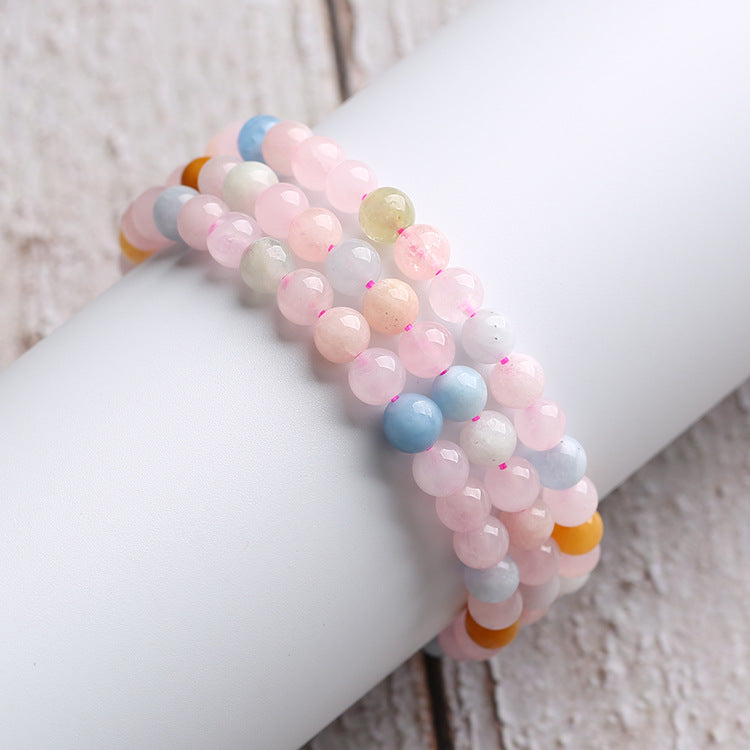 Natural Candy-Colored Morganite Three-Strand Bracelet