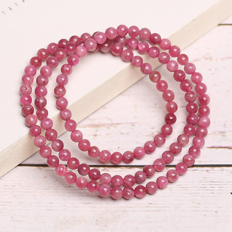 Natural pink tourmaline multi-strand bracelet