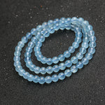 Natural High-Ice Grade Deep Blue Aquamarine Three-Wrap Bracelet