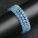 Natural High-Ice Grade Deep Blue Aquamarine Three-Wrap Bracelet