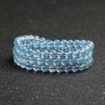 Natural High-Ice Grade Deep Blue Aquamarine Three-Wrap Bracelet