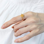 S925 Sterling Silver Gold-Plated Classic Leaf Ring
