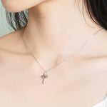 S925 Sterling Silver Sky Blue Topaz Planet Zircon Necklace