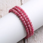 Natural pink tourmaline multi-strand bracelet
