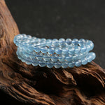 Natural High-Ice Grade Deep Blue Aquamarine Three-Wrap Bracelet