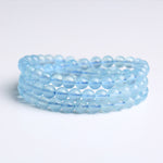 Natural High-Ice Grade Deep Blue Aquamarine Three-Wrap Bracelet