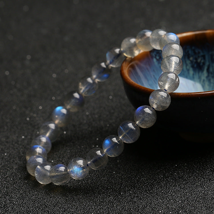 Natural Grey Moonstone Single-Strand Bracelet