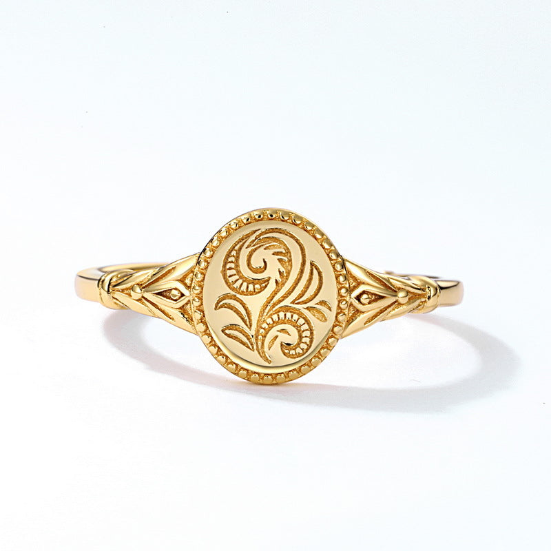 S925 Sterling Silver Gold-Plated Classic Leaf Ring