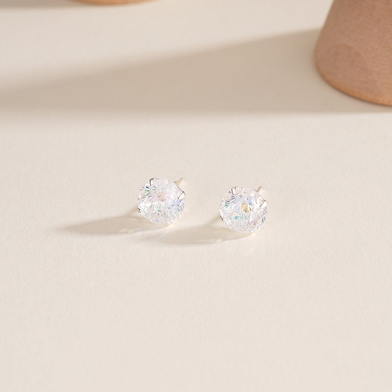 S925 Sterling Silver Firework-Cut Zircon Stud Earrings