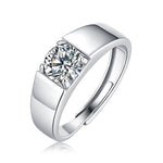S925 Silver Moissanite Adjustable Open Ring