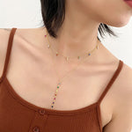 s925 Sterling Silver Necklace with Colorful Zirconia