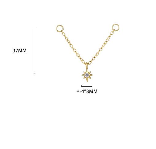 S925 Sterling Silver Chain Ear Bridge with Zirconia(Ear tips not included)
