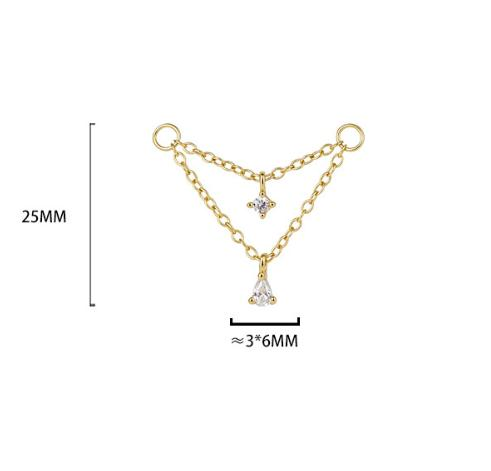 S925 Sterling Silver Chain Ear Bridge with Zirconia(Ear tips not included)