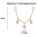 S925 Sterling Silver Chain Ear Bridge with Zirconia(Ear tips not included)
