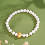 S925 Sterling Silver Natural Freshwater Pearl Peach Heart Bracelet