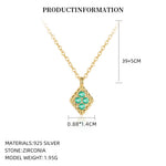 S925 Sterling Silver Cubic Zirconia Square Pendant Necklace