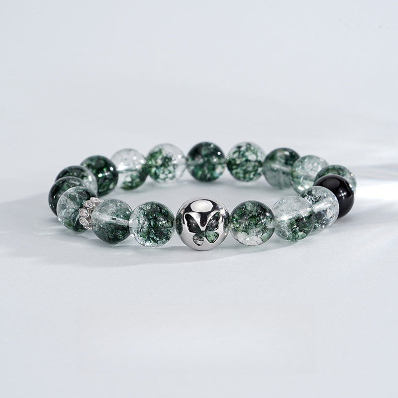 S925 Sterling Silver Green Phantom Crystal Luxury Delicate Butterfly Bracelet