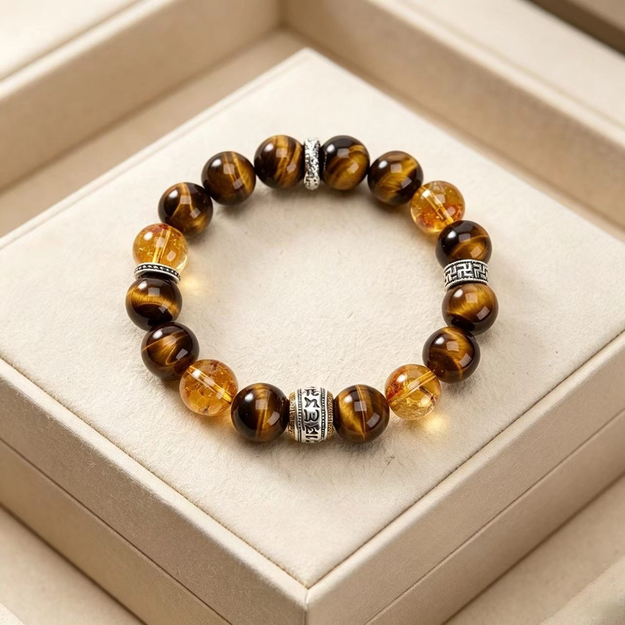 Natural Golden Tiger's Eye & Citrine Bracelet, Wealth Attracting
